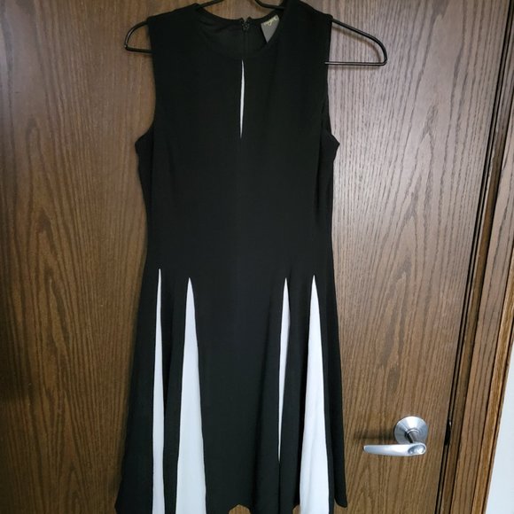 Gorgeous Taylor Pleated Peekaboo Black and White Party Dress Size 2 - Picture 2 of 9
